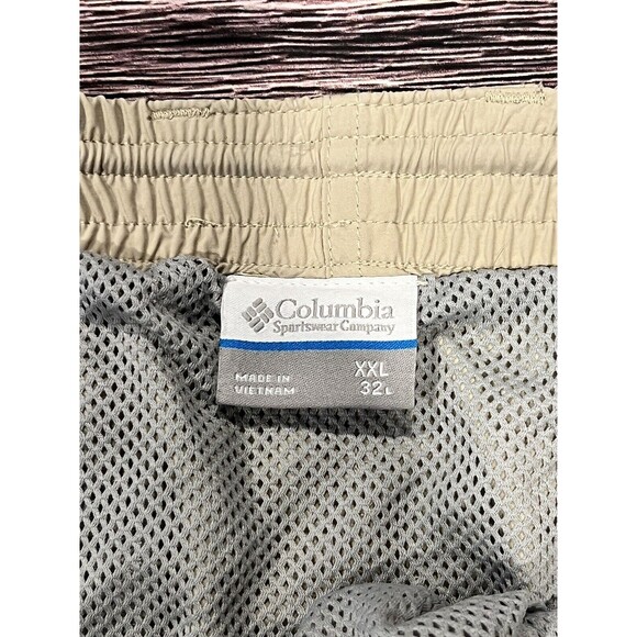 Columbia Omnishade‎ PFG Nylon Tan Elastic Waist Fish Hiking Cargo Shorts Men 2X - Picture 11 of 13